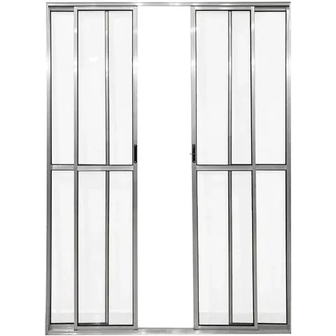 Porta de Aluminio Sacada 4 Folhas com Trinco Linha Leve:2,10 X 1,80/brilhante