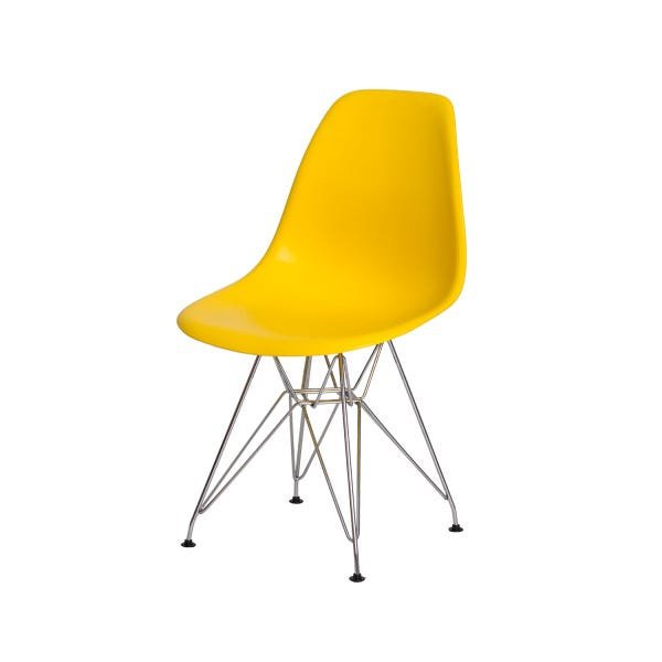 Cadeira Eiffel Eames Base Cromada Cor Amarela - 1