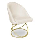 Ver imagem 3 de Kit 2 Cadeira de Jantar Luxo Base de Metal Dourado Sala Esritório Recepção Suede Veludo Porcelana