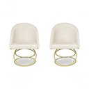 Ver imagem 1 de Kit 2 Cadeira de Jantar Luxo Base de Metal Dourado Sala Esritório Recepção Suede Veludo Porcelana