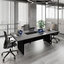 Ver imagem 2 de Mesa Reunião 240cm Escritório para 4 Pessoas com Caixa de Tomadas Corporate Cinza/Sagrado/Preto