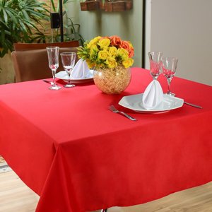 Toalha de Mesa 6 Lugares Festa e Sala de Jantar Oxford Lisa 2,00m x 1,40m:Vermelho