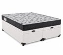 Ver imagem 1 de Cama Box Baú Casal Bipartido Blindado Linhão Branco + Colchão Casal de Espuma - Ortobom ISO 100