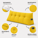 Ver imagem 7 de Almofada de Cabeceira Retangular Mel 160cm Suede Apoio Conforto com Bolso Lateral