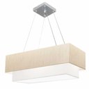 Ver imagem 1 de Lustre Pendente Retangular Vivare Md-4138 Cúpula em Tecido 70x30cm X 60x25cm - Bivolt Linho-bege-