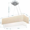 Ver imagem 2 de Lustre Pendente Retangular Vivare Md-4138 Cúpula em Tecido 70x30cm X 60x25cm - Bivolt Linho-bege-