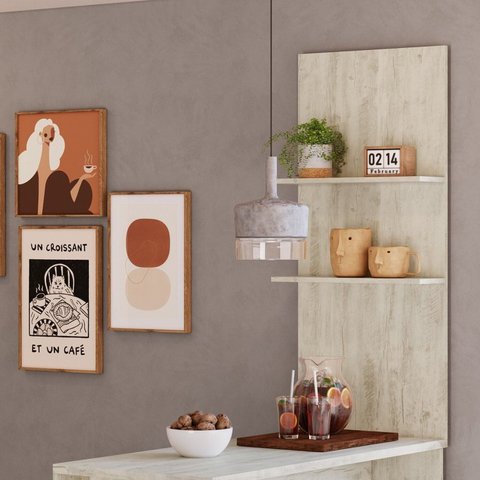 Nicho para Cozinha Painel para Bancada Greta Bege/Crema