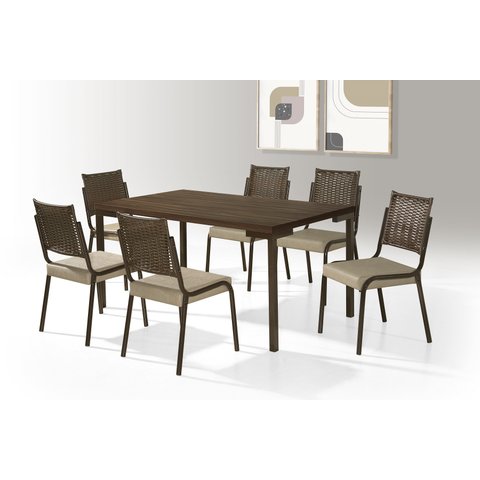 Conjunto mesa Inovare 1,60X0,90 MDP-6 Cad.Rainha Junco Tampo Tinto Trendi - Tubo Chocolate
