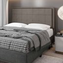 Ver imagem 2 de Cabeceira Cama Box Queen Canada 160 Cm Suede MV Estofados Bege