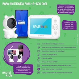 Babá Eletrônica Peek-a-boo Dual Monitor e App Multikids - Bb491 Bb491 - 6