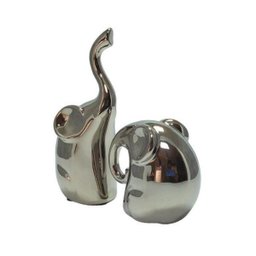 Elefante Cerâmica Prata - Par (G) E (M) - 1 Elefante Cerâmica Prata - Par (G) E (M) - 1