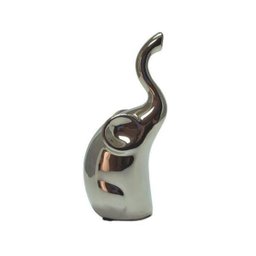 Elefante Cerâmica Prata - Par (G) E (M) - 3 Elefante Cerâmica Prata - Par (G) E (M) - 3