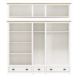 Guarda-roupa Topázio Bipartido 10 Portas 3 Gavetas Madeira Pinus Branco/freijó - Finestra - 3