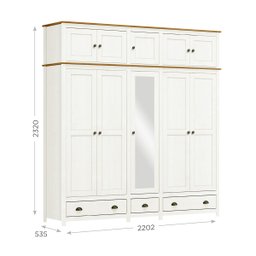 Guarda-roupa Topázio Bipartido 10 Portas 3 Gavetas Madeira Pinus Branco/freijó - Finestra - 2