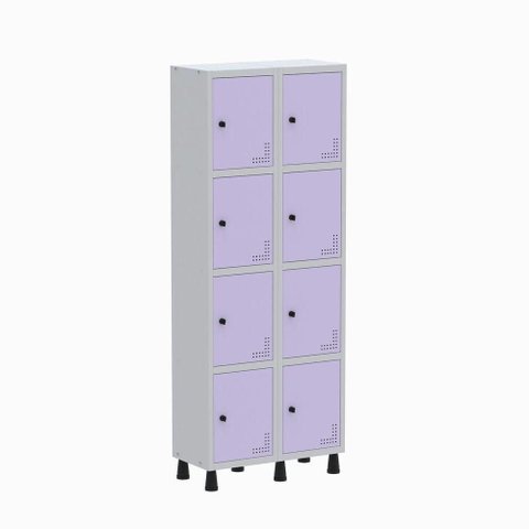 Roupeiro Aço Linha Light 8 Portas - GR302-8 Cinza-Lilas