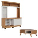 Ver imagem 1 de Estante Home Theater Valença Freijó Off White com Mesa de Centro Jeri Freijó Off White - Colibri