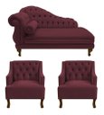 Ver imagem 1 de Divã Larissa 150 cm Direito de quem senta e 2 Poltronas Genesis Suede Vermelho Bordo - LM DECOR