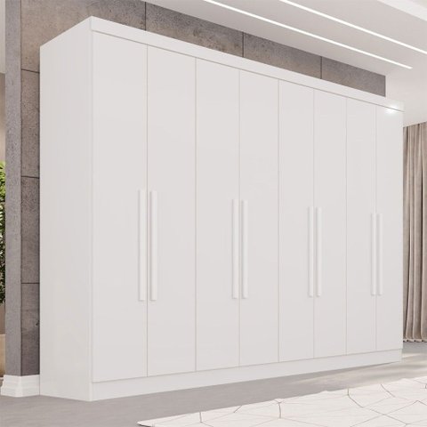 Guarda-roupa Casal Pinheiro 8 Portas 4 Gavetas Branco - Pnr Móveis