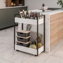 Ver imagem 2 de Carrinho Gourmet Auxiliar para Cozinha 2 Prateleiras Noah Branco/preto M13 - D’Rossi
