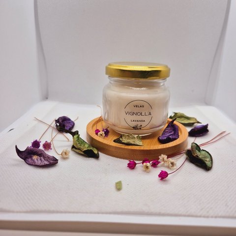 Velas Aromática com Porta Velas de Madeira Kit Presente Vela:vela 90 Gramas Metal