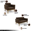 Ver imagem 3 de Conjunto Poltrona e Namoradeira Decorativas Karen Pés Fixo em Madeira Castanho Suede Marrom 19 - Gra