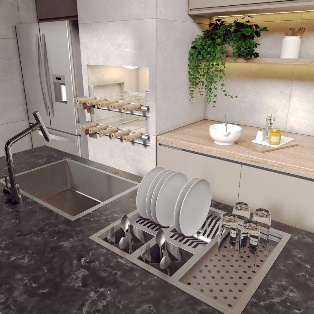 Calha Cozinha Gourmet Embutir/sobrepor de Aço Inoxidável - 3