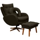 Ver imagem 2 de Kit Poltrona de Amamentação Base Giratória Balanço e Puff Angra Veludo - Sofa Store:Veludo Marrom