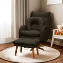 Ver imagem 1 de Kit Poltrona de Amamentação Base Giratória Balanço e Puff Angra Veludo - Sofa Store:Veludo Marrom