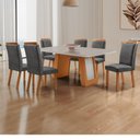 Ver imagem 1 de Mesa de Jantar Carolina 180cm Tampo MDF Vidro Canto Copo com 6 Cadeiras Lorena