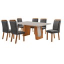 Ver imagem 2 de Mesa de Jantar Carolina 180cm Tampo MDF Vidro Canto Copo com 6 Cadeiras Lorena