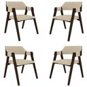 Ver imagem 1 de Kit 4 Cadeiras Sala de Jantar e Jogos Carteados Madeira Maciça Poker Linho Offwhite/capuccino G42 -