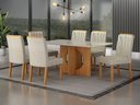 Ver imagem 2 de Sala de Jantar 6 Cadeiras 100%mdf 1,60x80 Sophia Arbo Design Cinamomo Linho Bege