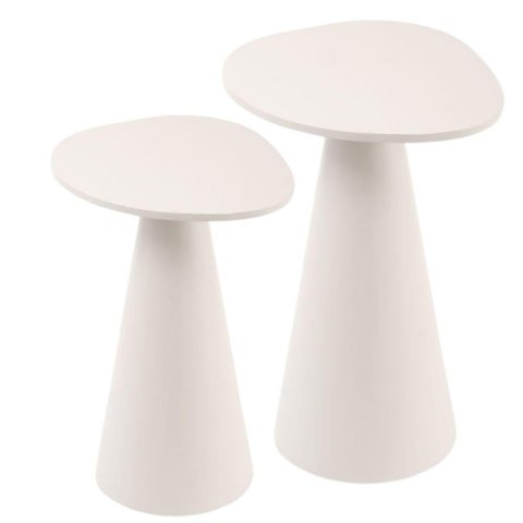 Conjunto de Duas Mesas Laterais Orgânica Laqueado Branco