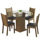 Ver imagem 2 de Conjunto Sala de Jantar Madesa Débora Mesa Tampo de Vidro Redondo 4 Cadeiras Rustic/Preto Cor:Rustic