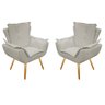 Conjunto com 02 Poltronas Decorativas EMILIA PLUS BEGE Suede e Jogo Decorativode Mesa BRANCO - GLAMO - 1