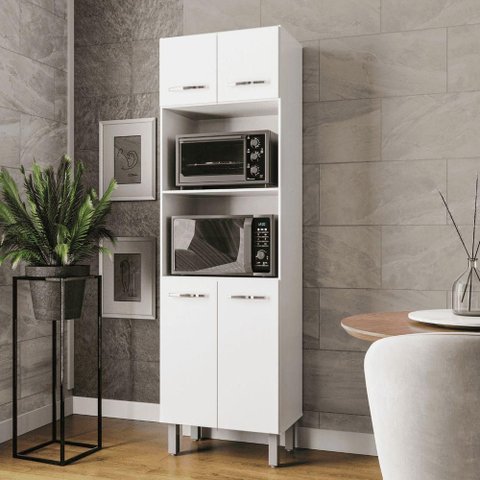 Armário de Cozinha Amora com 4 Portas 4 Prateleiras MDP 60cm Branco