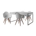Ver imagem 2 de Mesa Jantar Industrial Filadélfia Branca 137x90cm Base Ferro Preto com 4 Poltronas Brancas Eames Eif