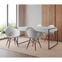 Ver imagem 1 de Mesa Jantar Industrial Filadélfia Branca 137x90cm Base Ferro Preto com 4 Poltronas Brancas Eames Eif
