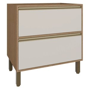 Balcao de Cozinha sem Tampo 100% MDF 1 Porta Basculante 1 Gaveta 80x58,5 cm Vitória Carvalho/Off Whi