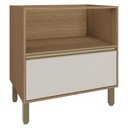 Ver imagem 2 de Balcao de Cozinha sem Tampo 100% MDF 1 Porta Basculante 1 Gaveta 80x58,5 cm Vitória Carvalho/Off Whi