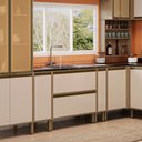 Ver imagem 4 de Balcao de Cozinha sem Tampo 100% MDF 1 Porta Basculante 1 Gaveta 80x58,5 cm Vitória Carvalho/Off Whi