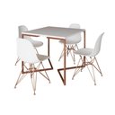 Ver imagem 6 de Mesa Jantar Industrial Quadrada 90Cm Branca Base Cobre V Com 4 Cadeiras Brancas Pés Cob Cor: Branco