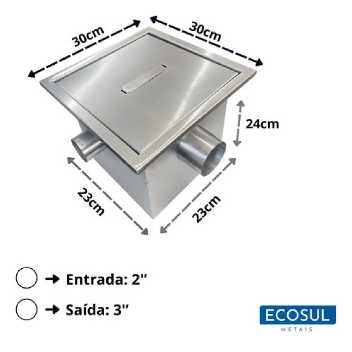 Caixa de Gordura Ecosul em Aço Inox 304 30x30x25 - 6