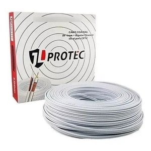 Cabo Coaxial com Alimentador Bipolar de 4mm com Caixa de 100mts Ideal Cftv Camera Malha de 80% Prote