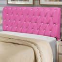Ver imagem 2 de Cabeceira Estofada Paris 195cm King Strass Courino Pink