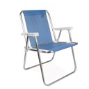 Ver imagem 3 de Kit 1 Cadeira Praia Reforçada 140kg Azul + 1 Cadeira Alta Aluminio + 1 Cadeira Reclinavel