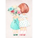 Ver imagem 3 de Kit 2 Quadros Aquarela Meninas e Flores