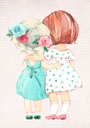 Ver imagem 3 de Kit 2 Quadros Aquarela Meninas e Flores