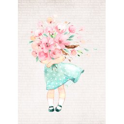 Kit 2 Quadros Aquarela Meninas e Flores - 2