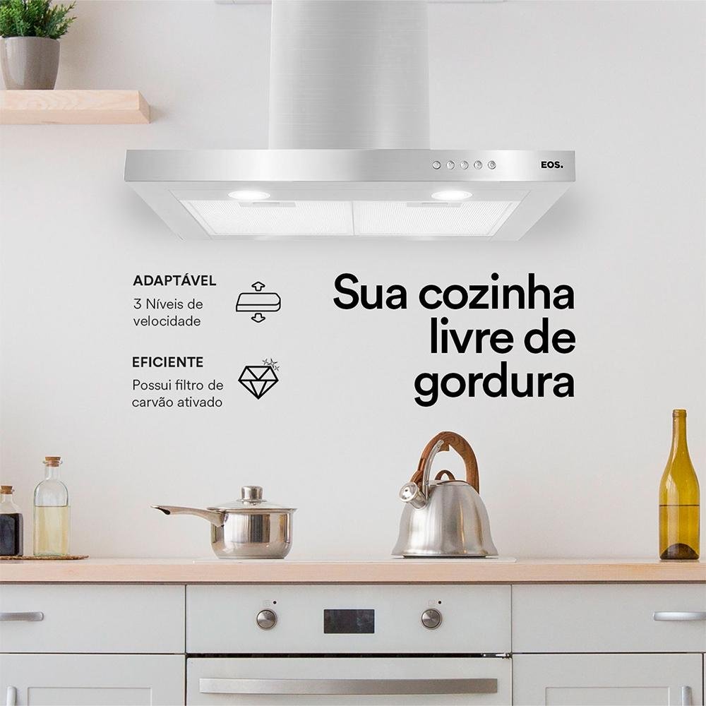 Coifa e Depurador de Parede Eos 60 cm ECO60PT Inox 220V | MadeiraMadeira
